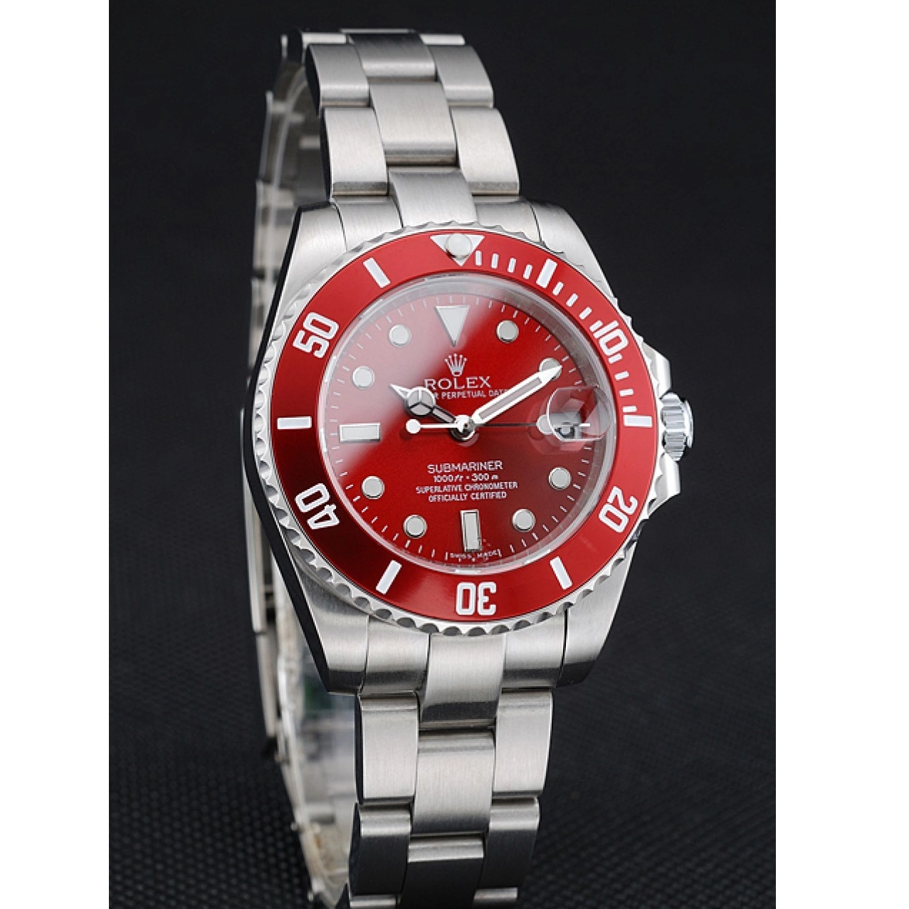 Aaa fake watches Rolex Stainless Red Bracelet Dial Steel 1454154 Submariner 0725